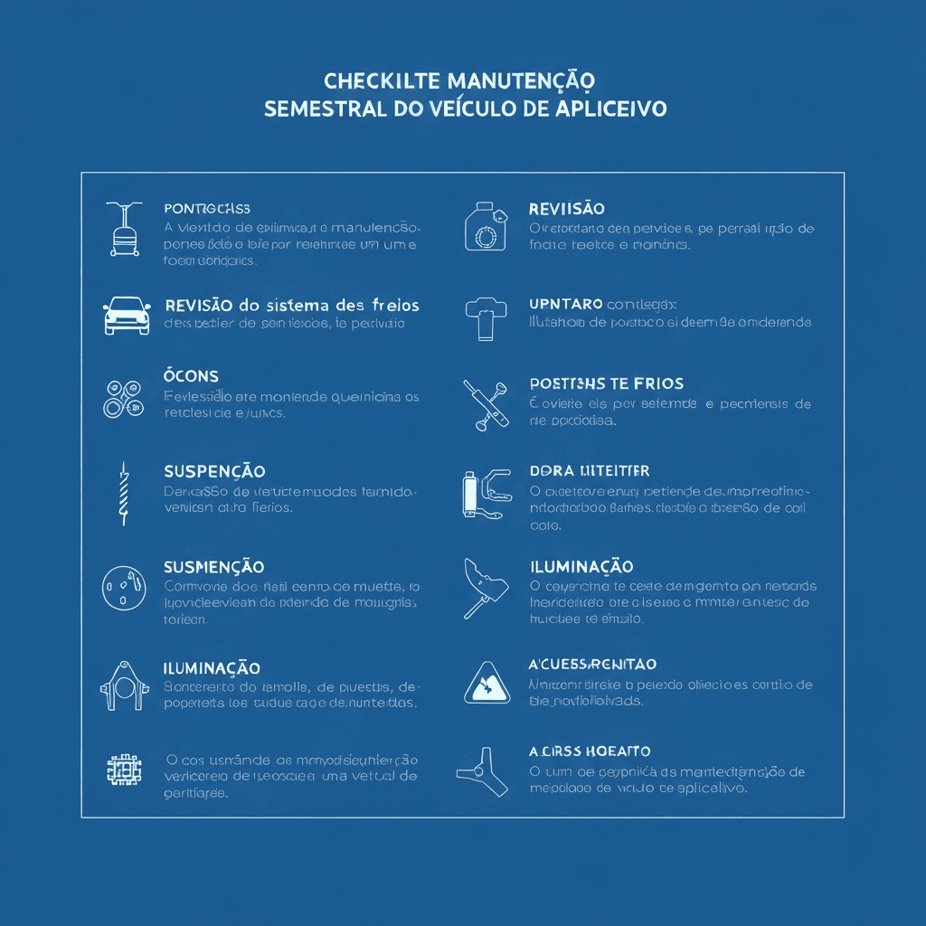 Checklist para manutenção semestral do veículo de aplicativo